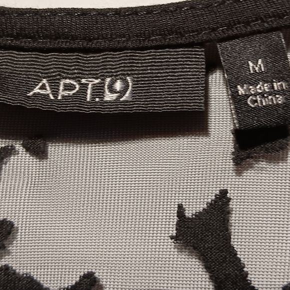 APT. 9 EUC Women's Blouse, Black & Sheer, Cap Sleeve, Size Medium - Picture 2 of 8